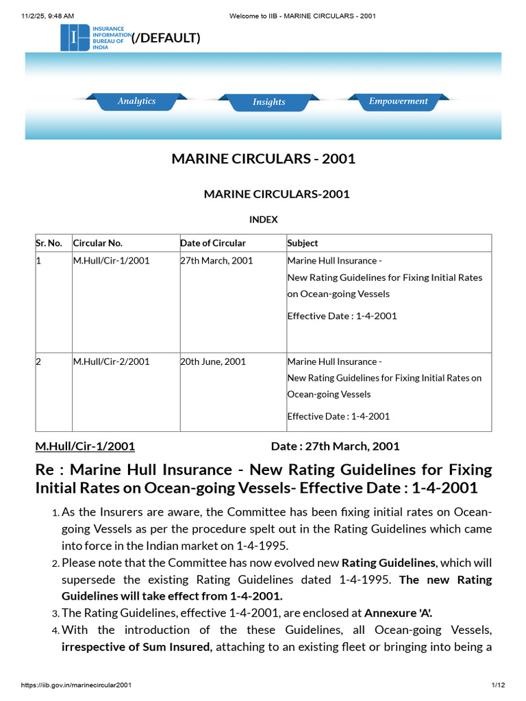Marine Hull Insurance Rating Guidelines 2001 | PDF | Reinsurance ...