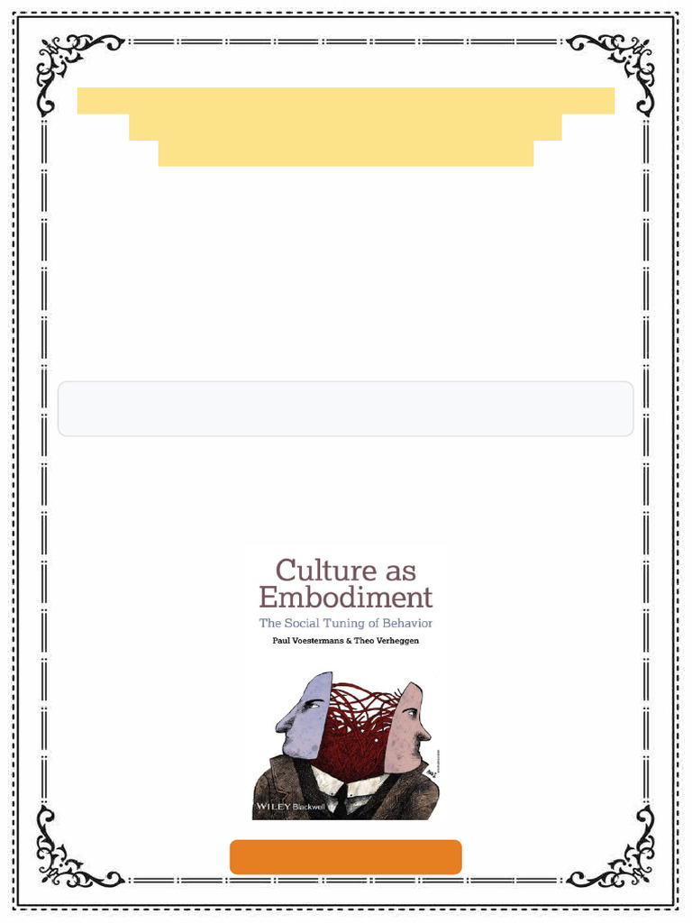 Culture As Embodiment The Social Tuning of Behavior 1st Edition Paul ...
