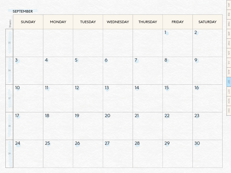 Monthly Calendar Weeks Overview | PDF