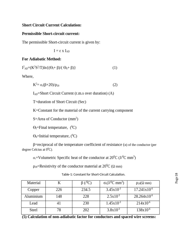 Short Circuit Current Calculation Guide | PDF | Wire | Electrical Conductor