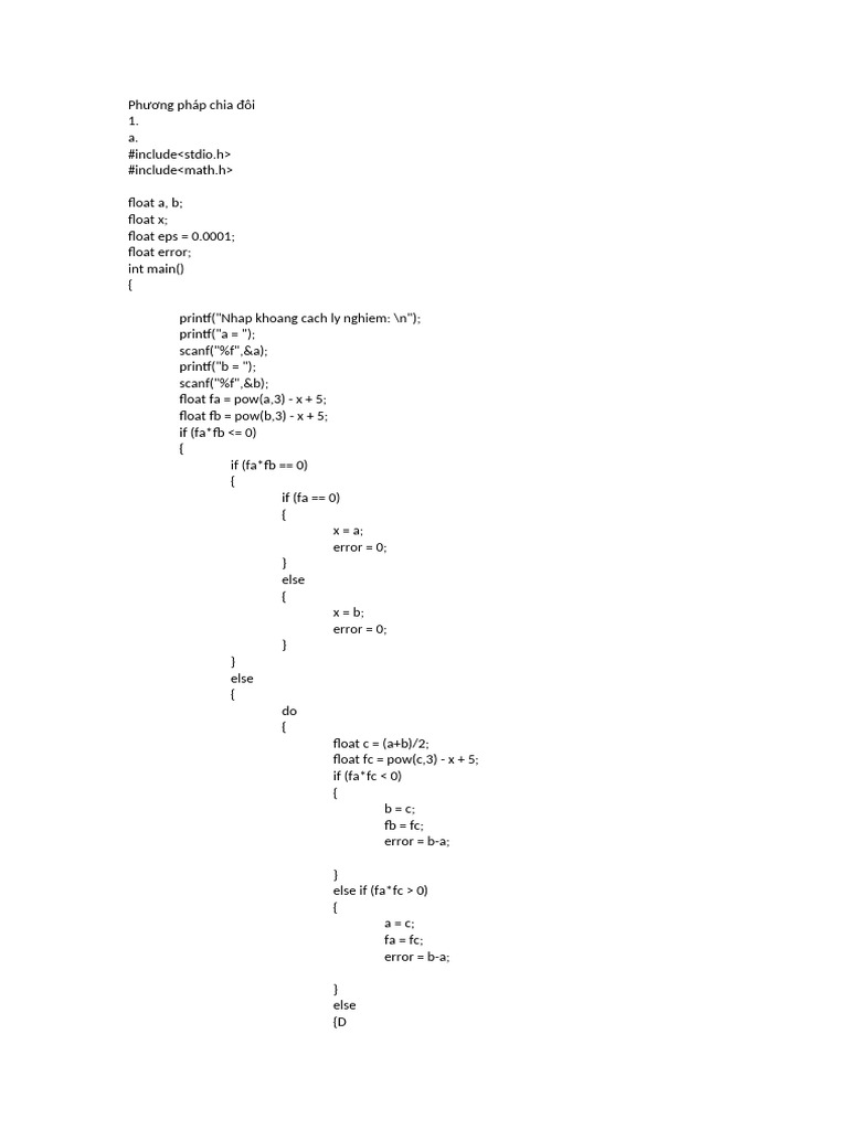 Phương Pháp Tìm Nghiệm Đạo Hàm C++ | PDF | Computing | Computer Programming