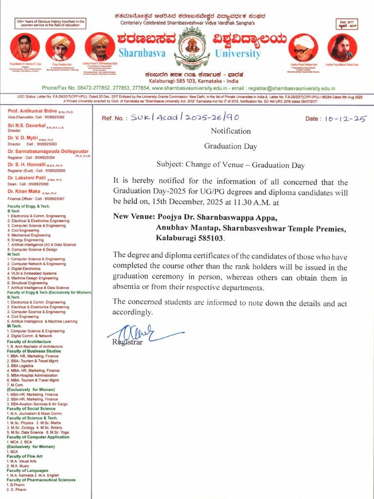 90 - Change of Venue Notification of Graduation Day 2025 | PDF