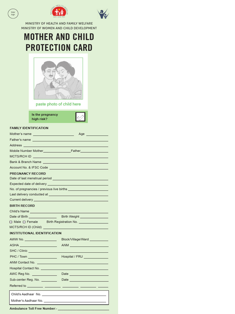Mother and Child Protection Card Guide | PDF | Childbirth | Pregnancy