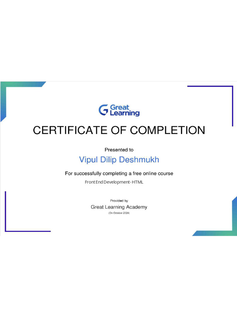 HTML Certificate | PDF