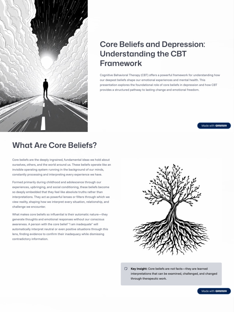 Core Beliefs and Depression in CBT | PDF | Cognitive Behavioral Therapy ...