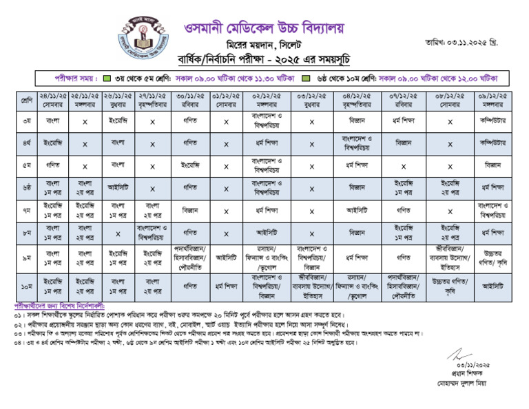 Annual Exam Routine - 2025 | PDF