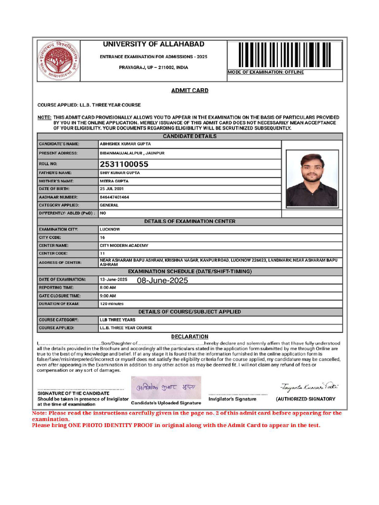 University of Allahabad Abhishek - Page-0001 | PDF