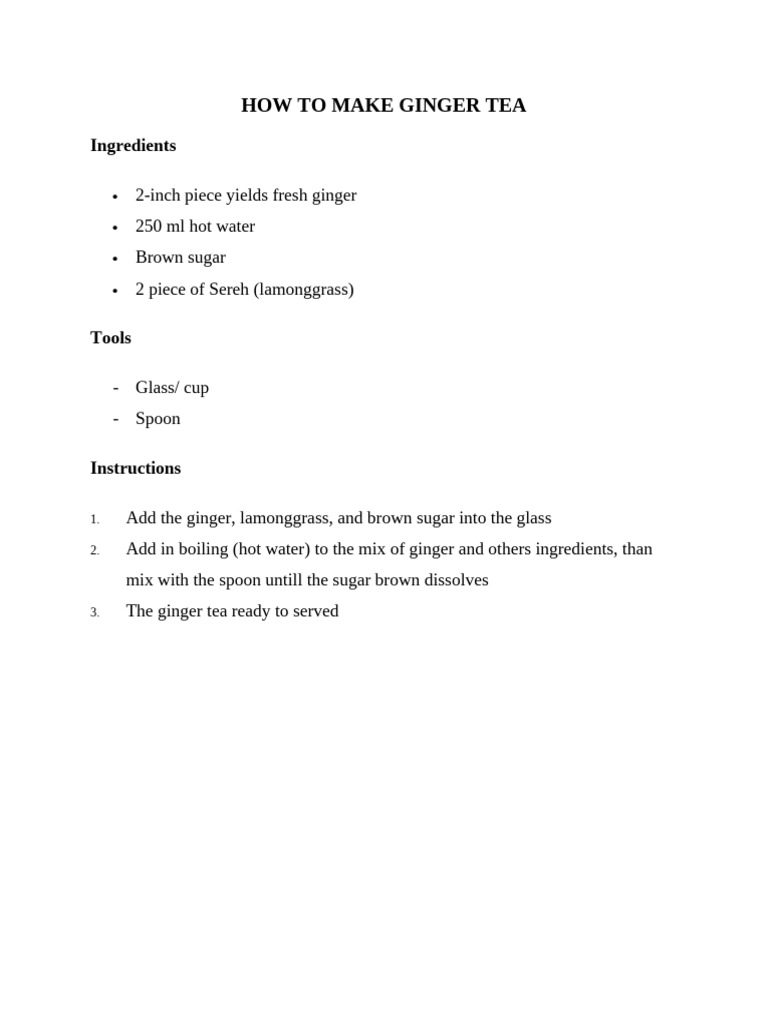 Easy Ginger Tea Recipe Guide | PDF