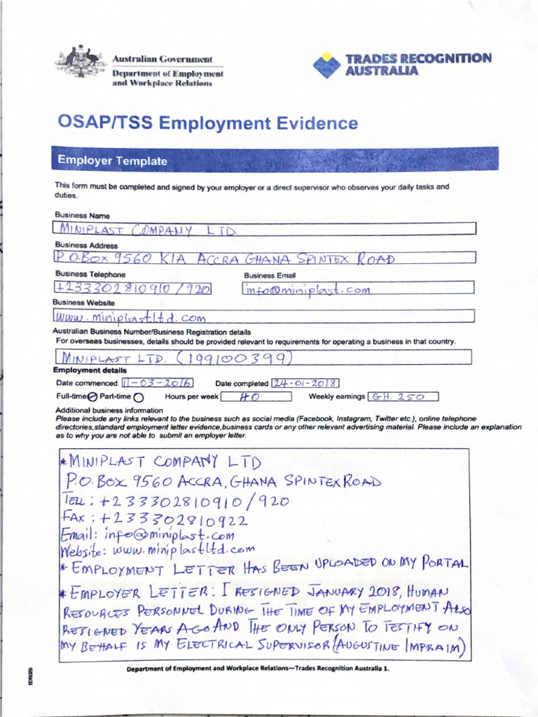 Alternate Employment Evidence | PDF
