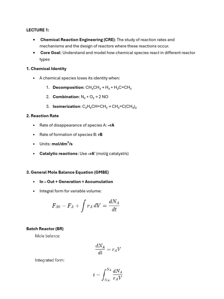 Chemical Reaction Engineering Overview | PDF