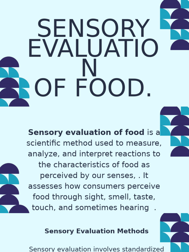 Sensory Evaluation Methods for Food | PDF | Taste | Perception