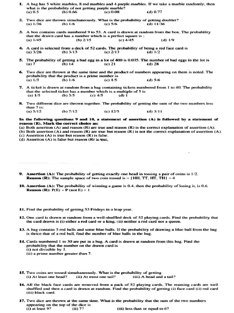 Probability Questions and Solutions | PDF | Probability | Probability ...