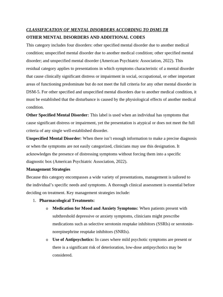 DSM-5 Classification of Mental Disorders | PDF | Antipsychotic | Mental ...