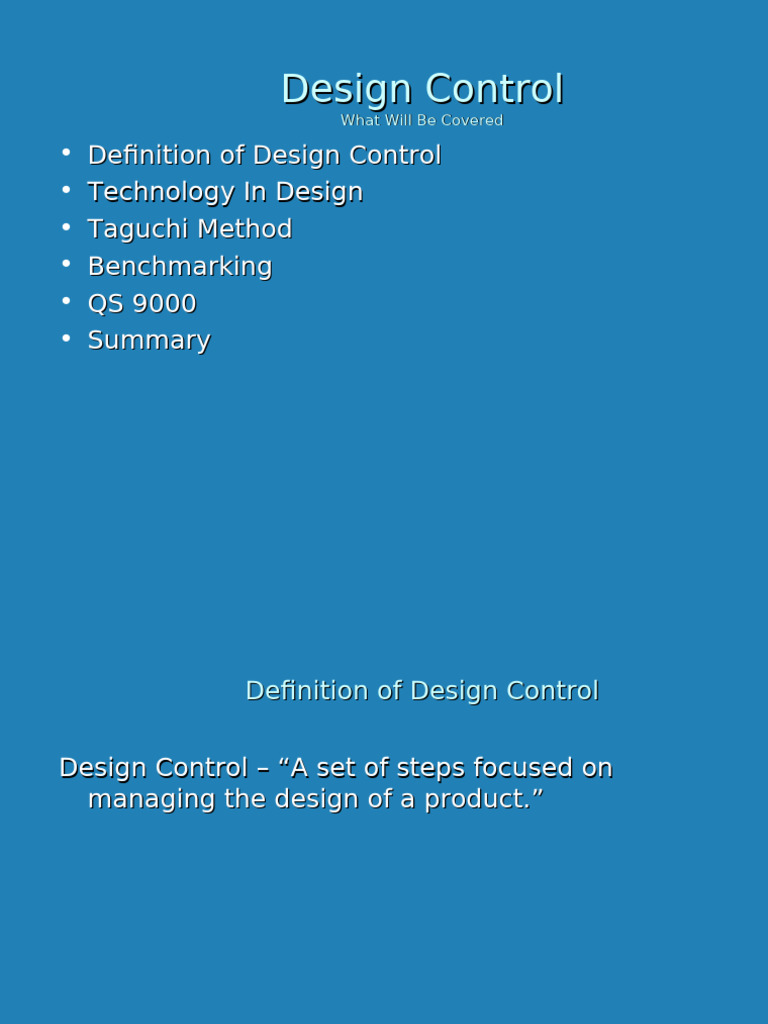 Essential Guide to Design Control Methods | PDF | Experiment | Benchmarking