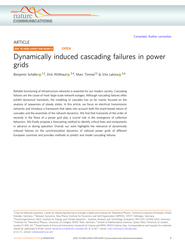 Dynamically induced cascading failures in power grids | PDF ...