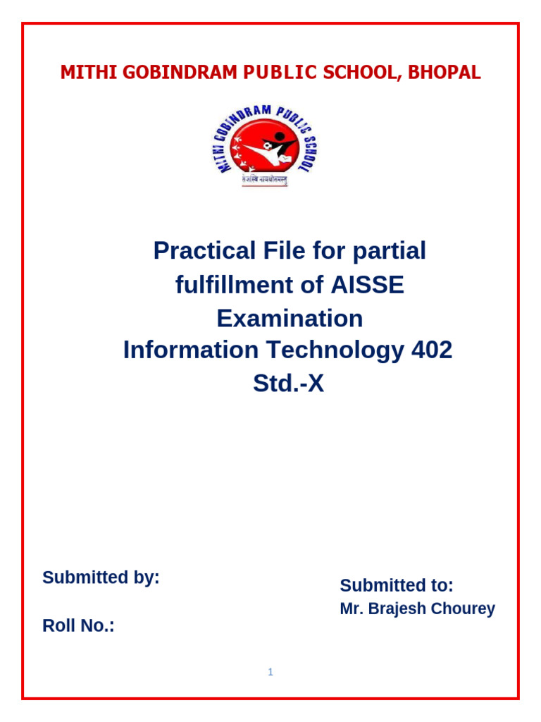 Information Technology Practical File | PDF | Computing | Data Management