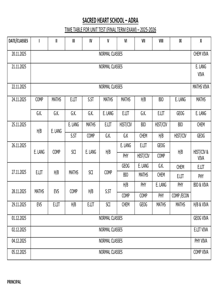 Ut (Final Term)Time Table-2025 | PDF
