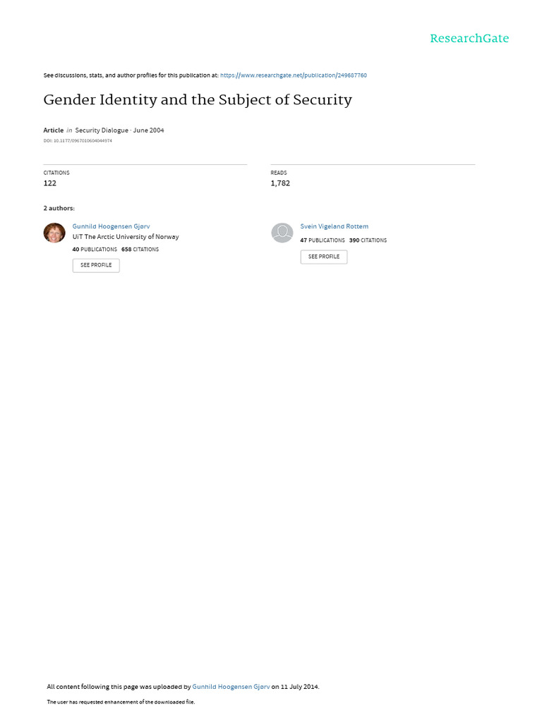 Gender Identity in Security Studies | PDF | Gender | Gender Studies