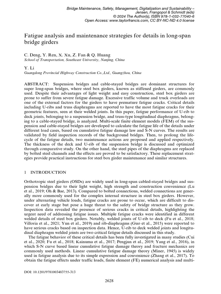 Fatigue Analysis and Maintenance Strategies for Details in Long-span ...