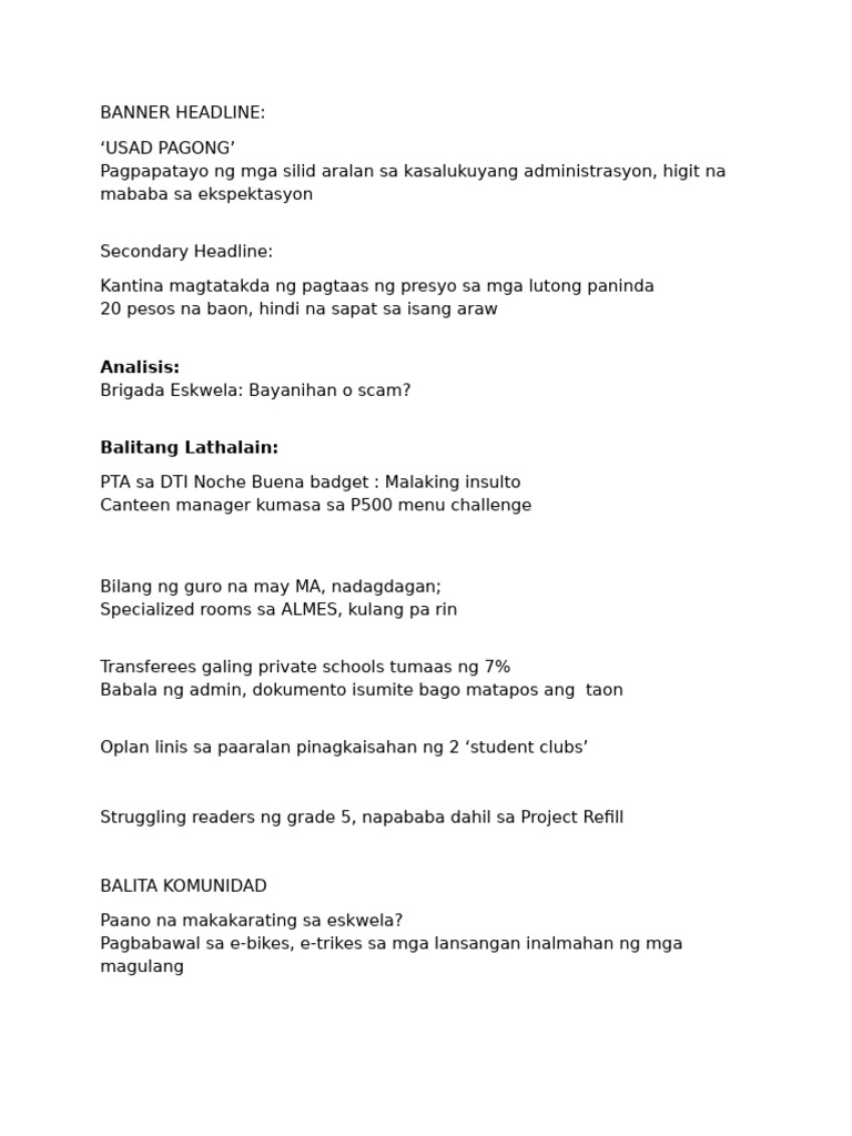 Mga Balita | PDF