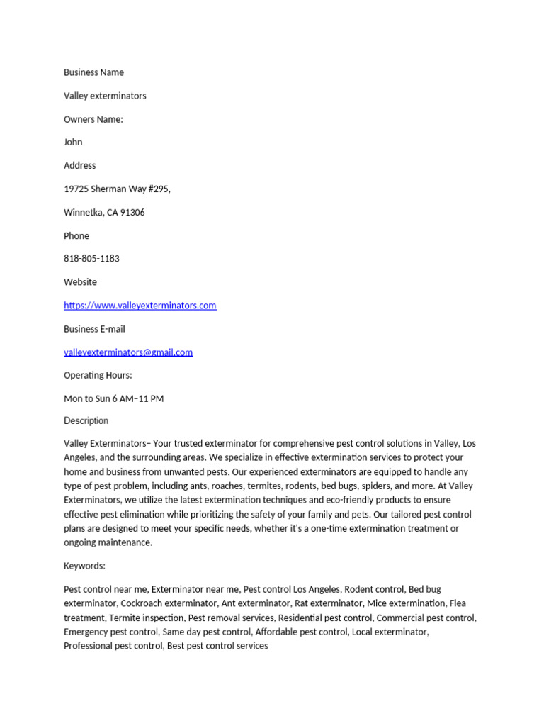 Valley Exterminators | PDF