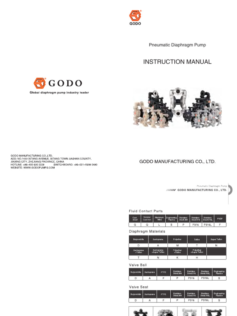 Pneumatic Diaphragm Pump Manual | PDF | Pump | Valve