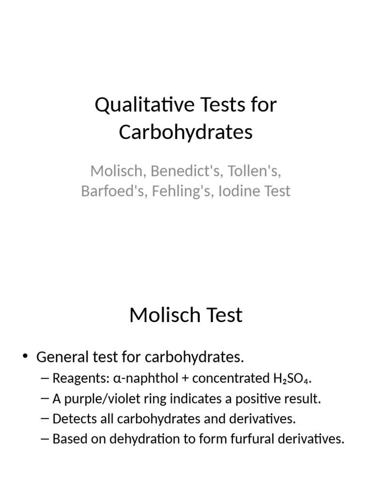 Essential Tests for Carbohydrates | PDF