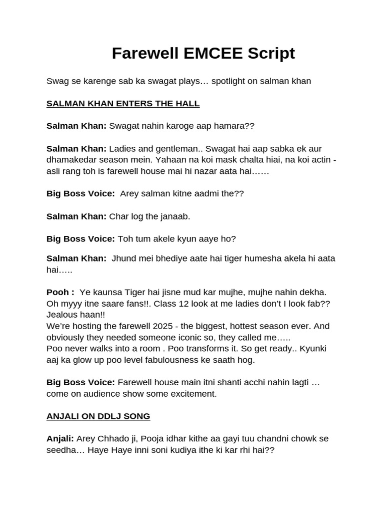 Farewell EMCEE Script (1) | PDF