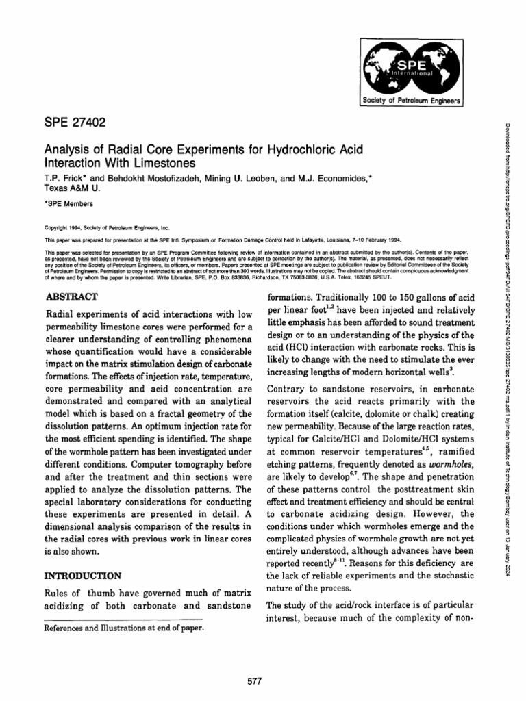 Radial Core Acid Interaction Study | PDF | Acid | Temperature