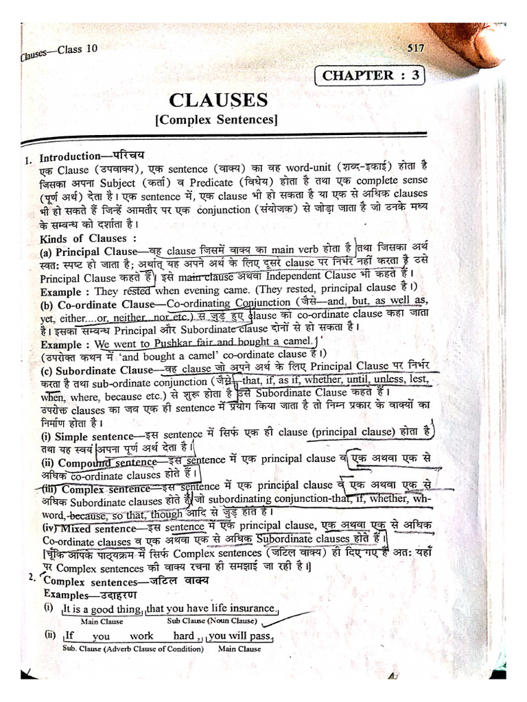 Understanding Clauses for Class 10 | PDF | Subject (Grammar) | Clause