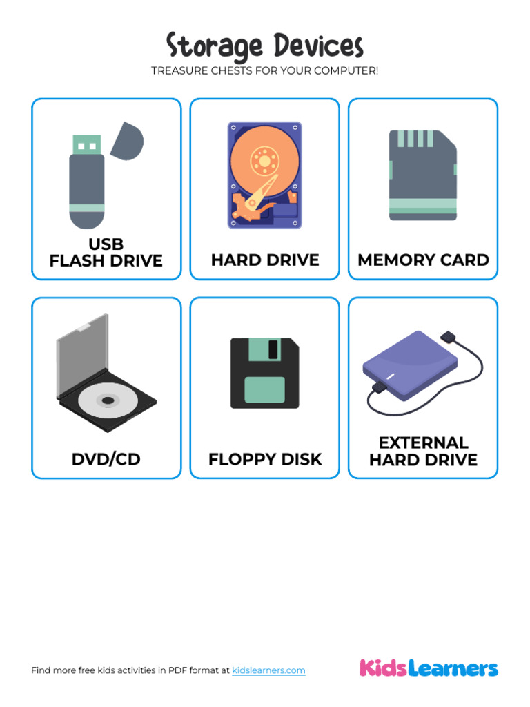 Free Storage Devices Flashcards PDF For Kids | PDF