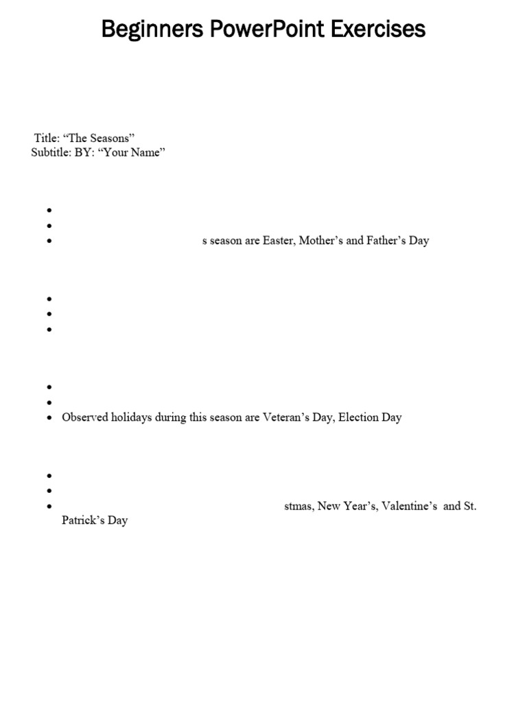 PowerPoint Exercises for Beginners | PDF