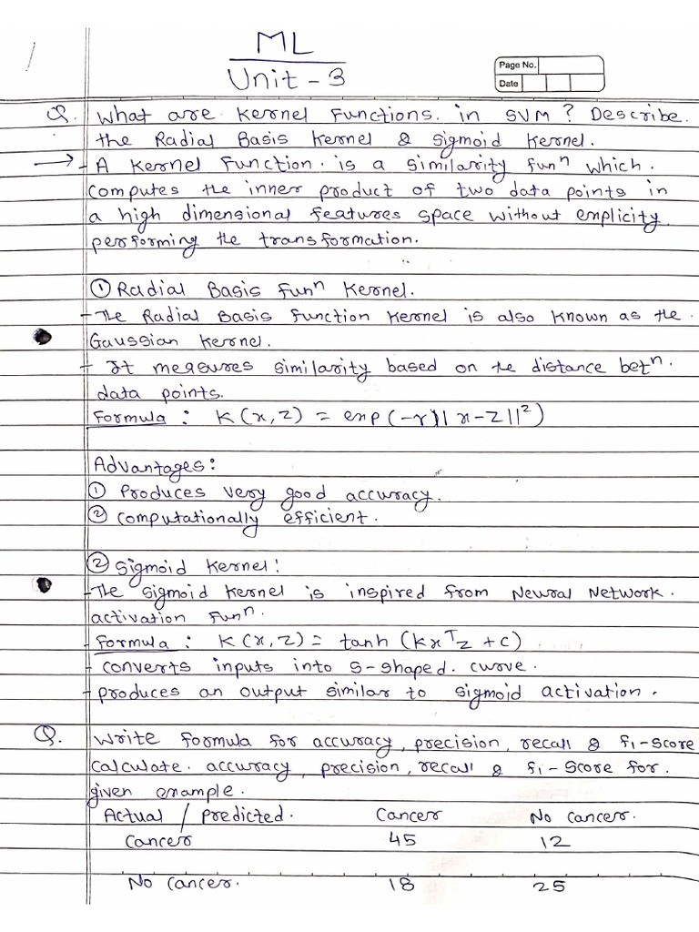 ML Endsem Handwritten Notes | PDF