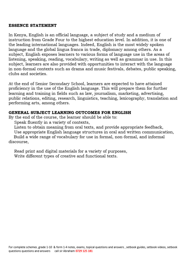 Kenyan English Curriculum Resources | PDF | English Language | Etiquette