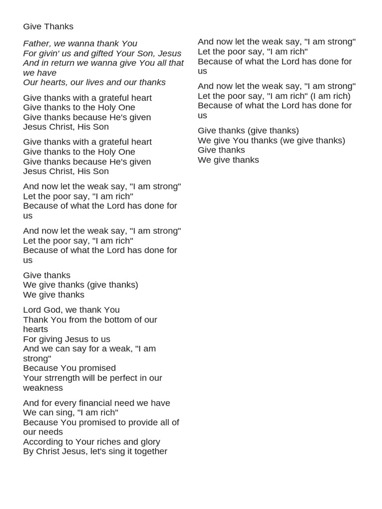 Grateful Heart: A Thanksgiving Song | PDF