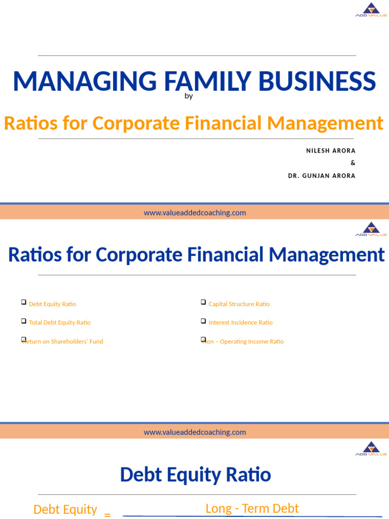 Key Financial Ratios for Family Business | PDF | Capital Structure | Debt