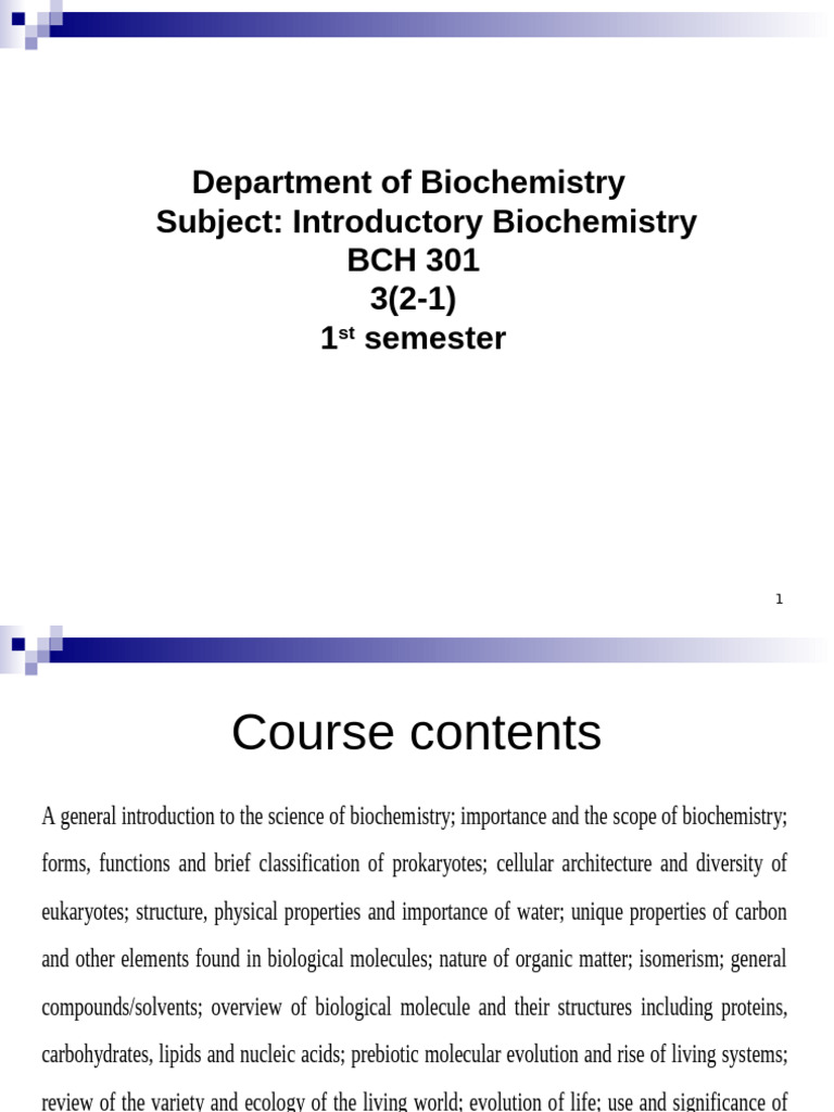 Introductory Biochemistry Course Overview | PDF | Biomolecules | Cell ...