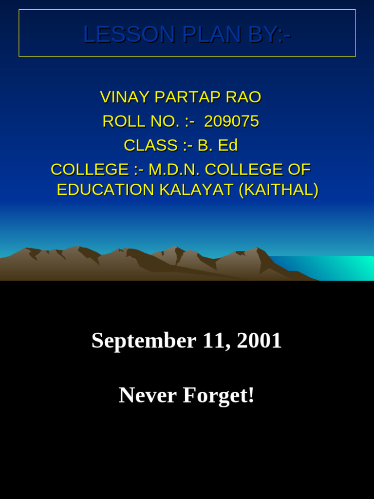 Lesson Plan by Vinay Rao | PDF