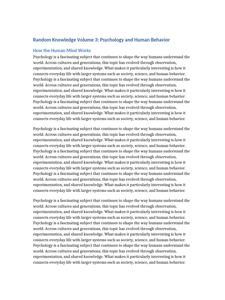 Psychology and Human Behavior Insights | PDF | Psychology | Science