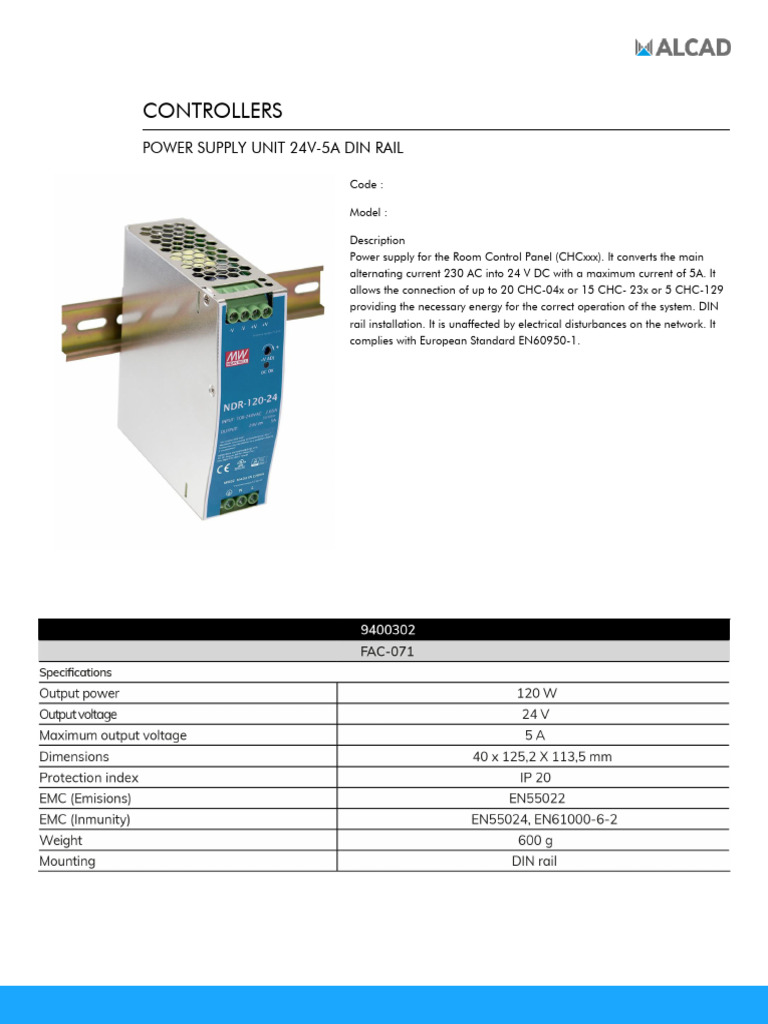 24V 5A DIN Rail Power Supply Unit | PDF