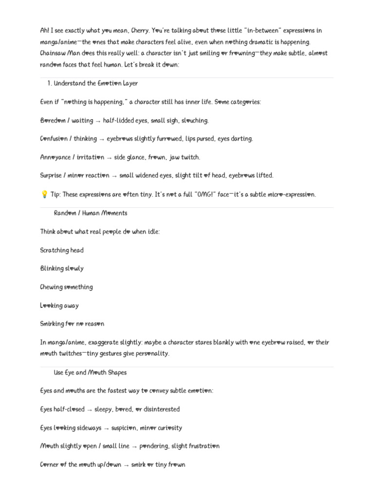 Subtle Anime Expressions Cheat Sheet | PDF | Body Language | Facial ...