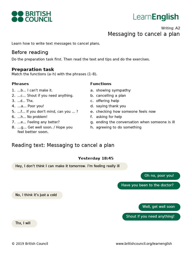 Texting Tips for Cancelling Plans | PDF
