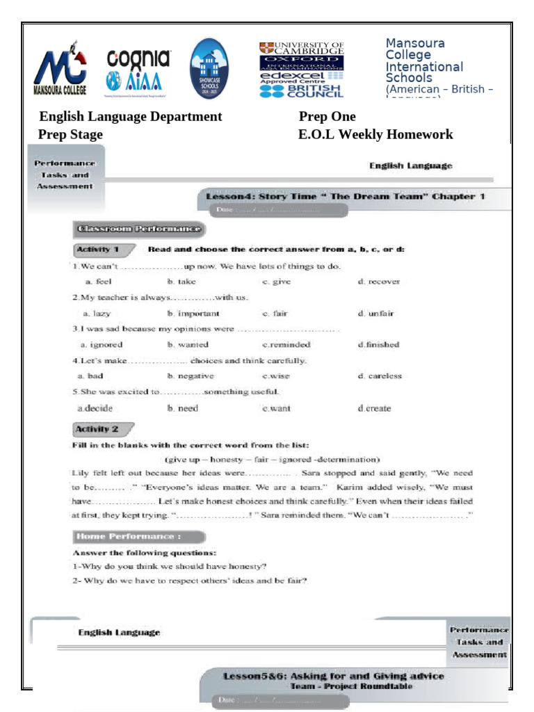Homework O Level Prep 1 | PDF