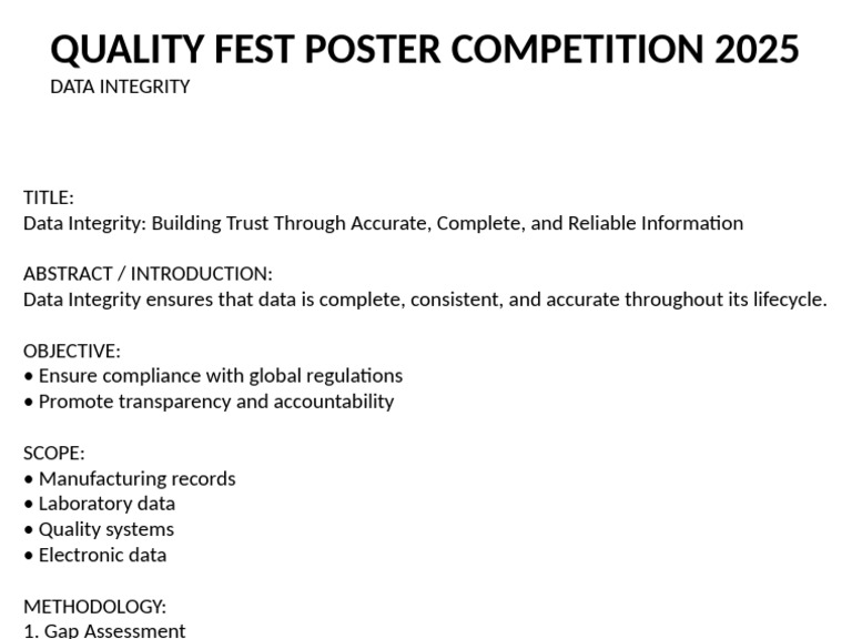 Data Integrity in Quality Systems 2025 | PDF
