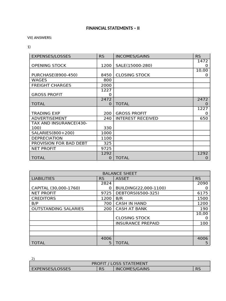 Financial Statements Overview and Analysis | PDF | Expense | Bad Debt