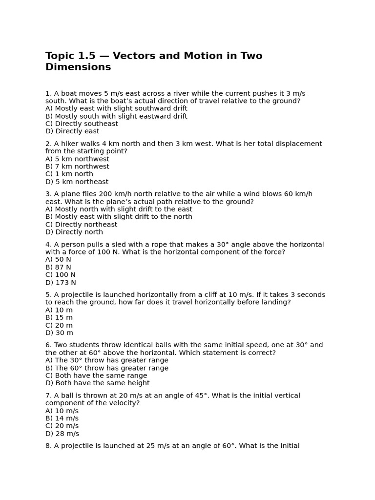 Vectors and Motion in Two Dimensions | PDF | Applied And ...
