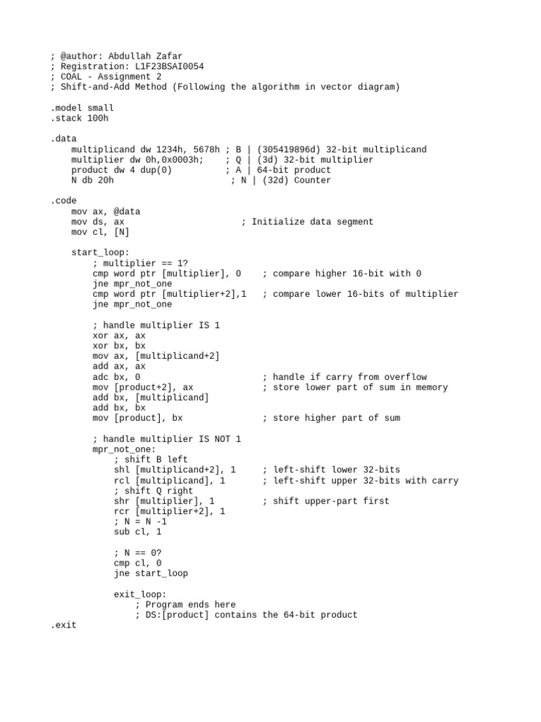 Shift-and-Add Multiplication Algorithm | PDF