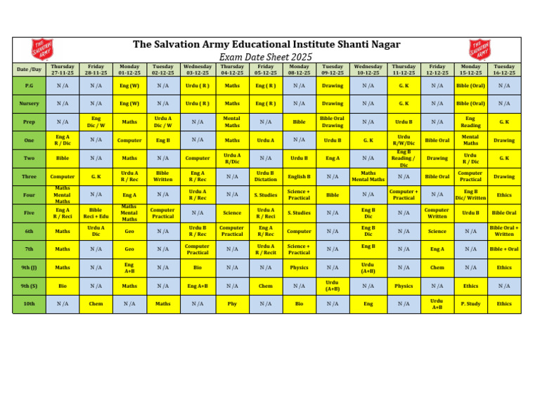 School Exam DateSheet Design KashifCharan PDF | PDF