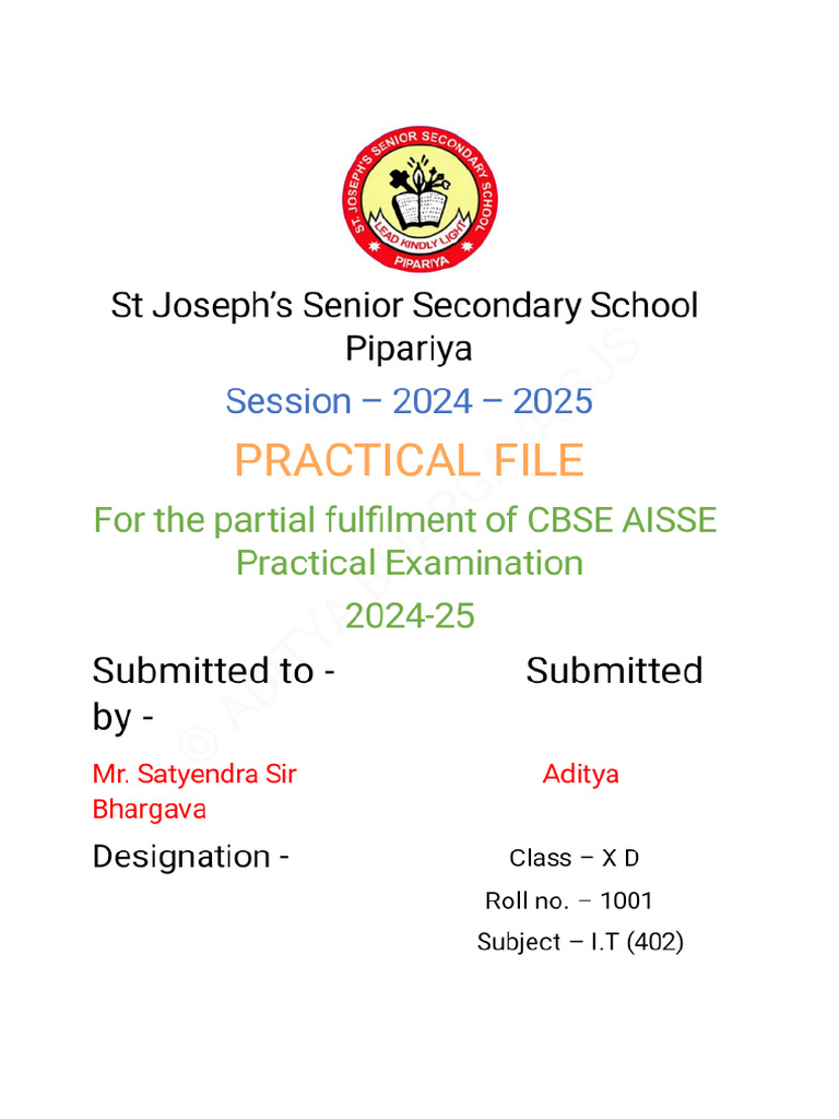 Information Technology Practical File by Aditya Bhargava | PDF