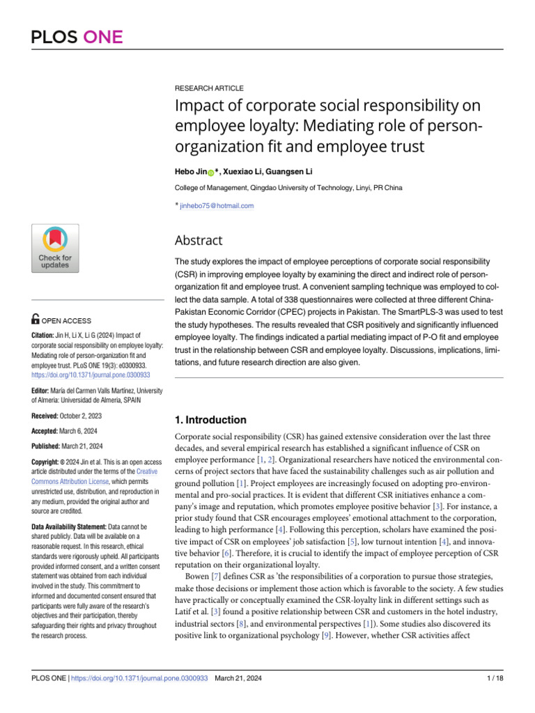 CSR's Impact on Employee Loyalty | PDF | Corporate Social ...